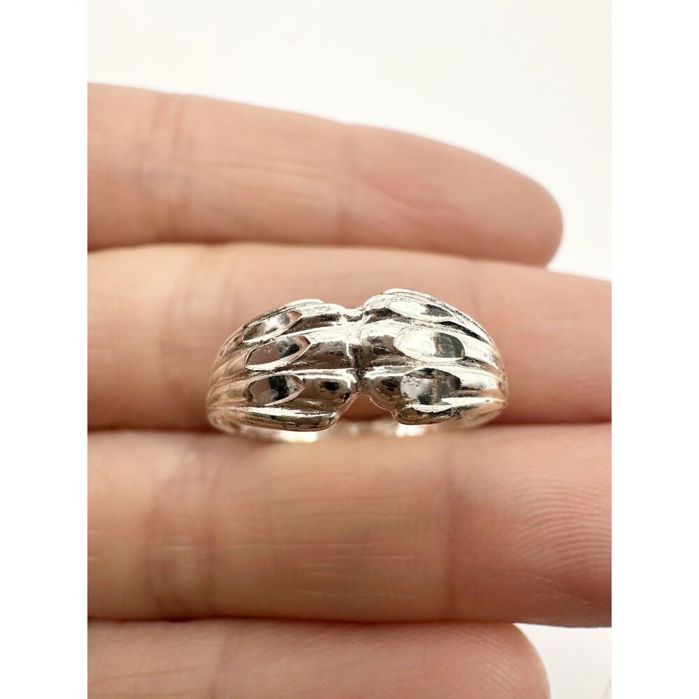 Indented Tribal Slashes Sterling Silver 925 Band Ring Size 6